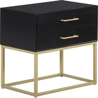 Ellias 18" Square End Table with 2 Drawers, Black and Gold - Bed Bath ...